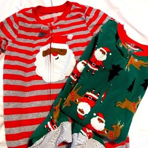 Carters just one you size 5 footie pjs. Fleece Christmas fabric.